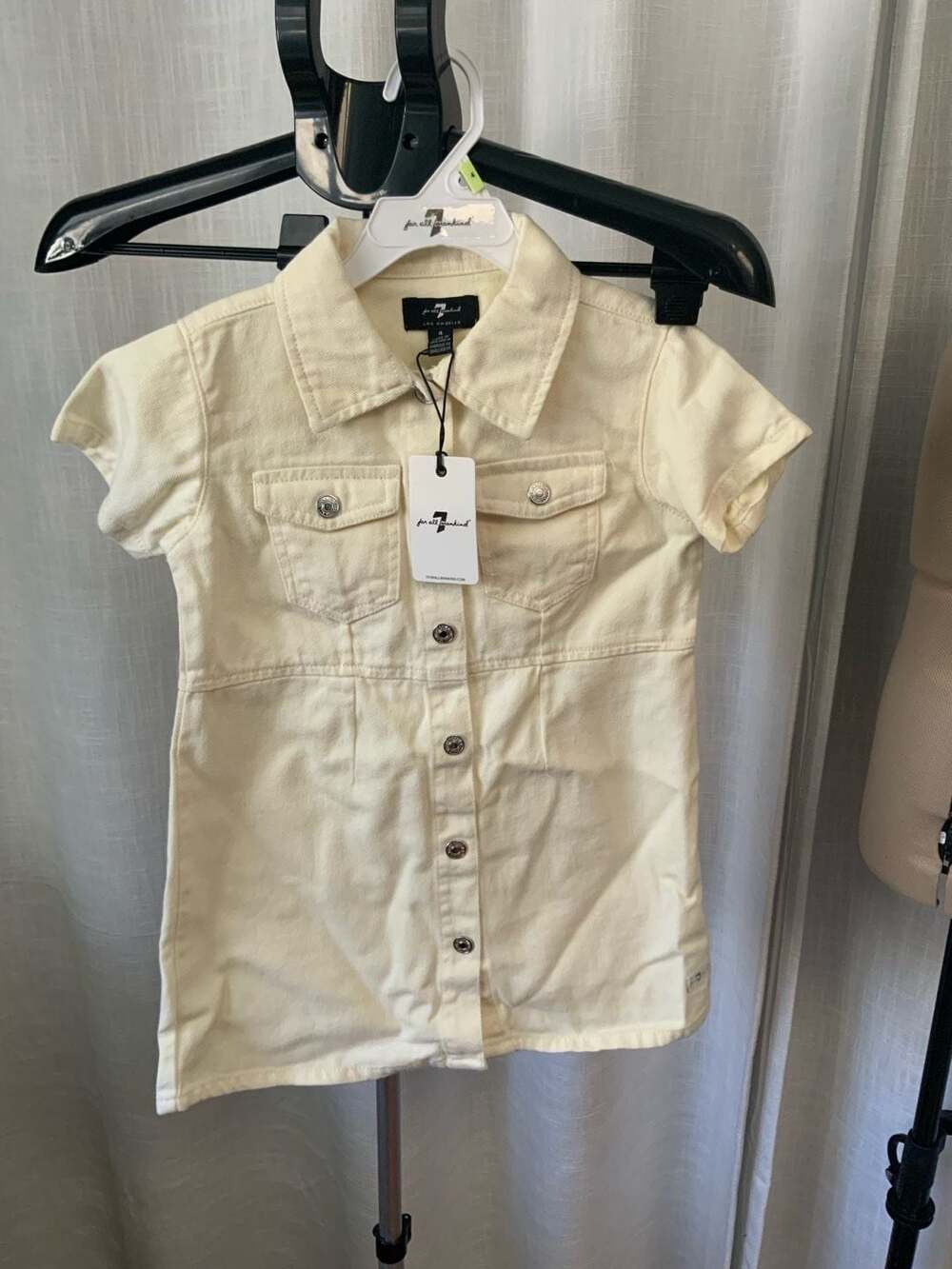 7 For All Mankind Denim Shirt Dress Girls Size 4T Cream